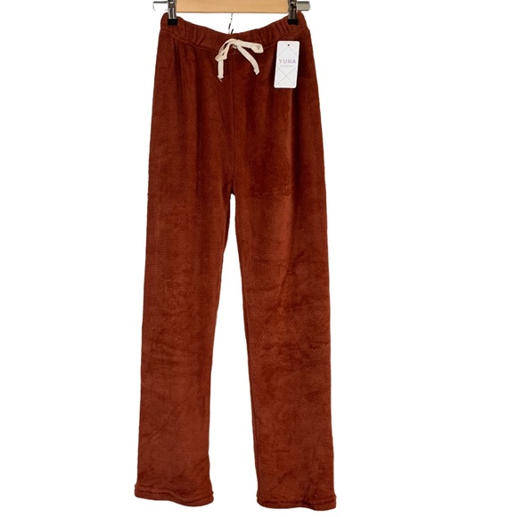 Yuna Fashion Fleece Drawstring Cozy Lounge Pants Size Small Medium Burnt Orange - Picture 2 of 15